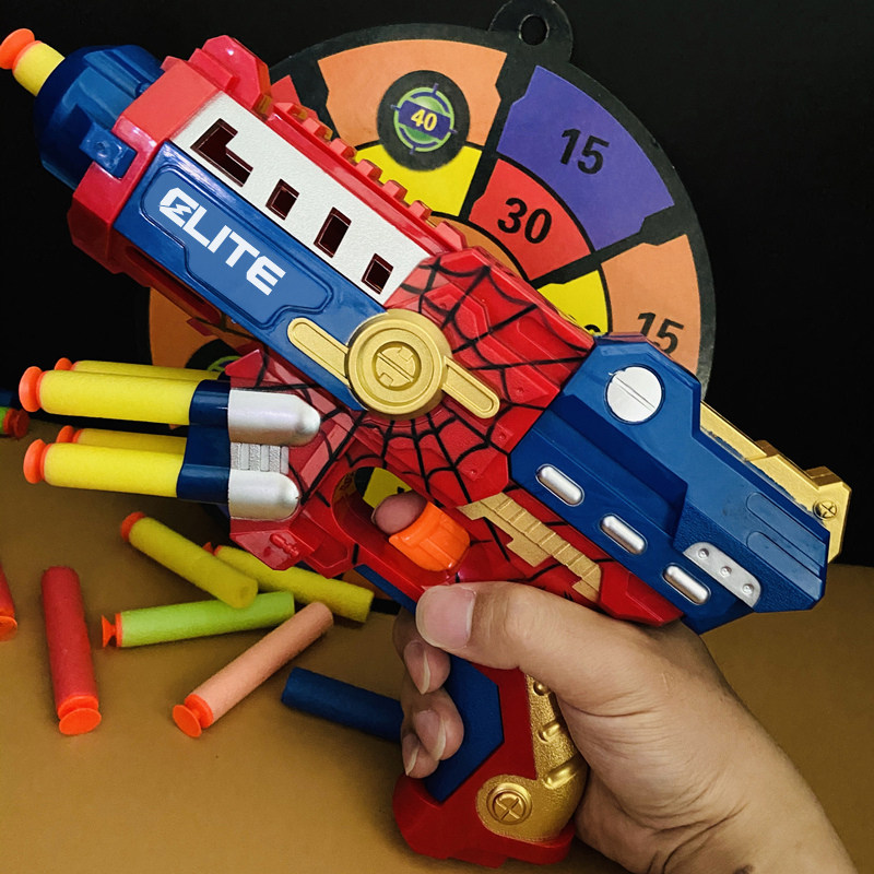 儿童手动连发软弹枪玩具男孩枪射击手抢吸盘子弹3-6岁7小孩子男童