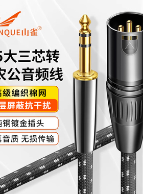 山雀 6.5mm转卡农公对公/母话筒线音频线大二芯6.35卡侬口三芯XLR
