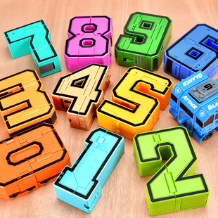 6全套5 加大号数字玩具男孩儿童益智礼物字母合体变形机器人金刚3