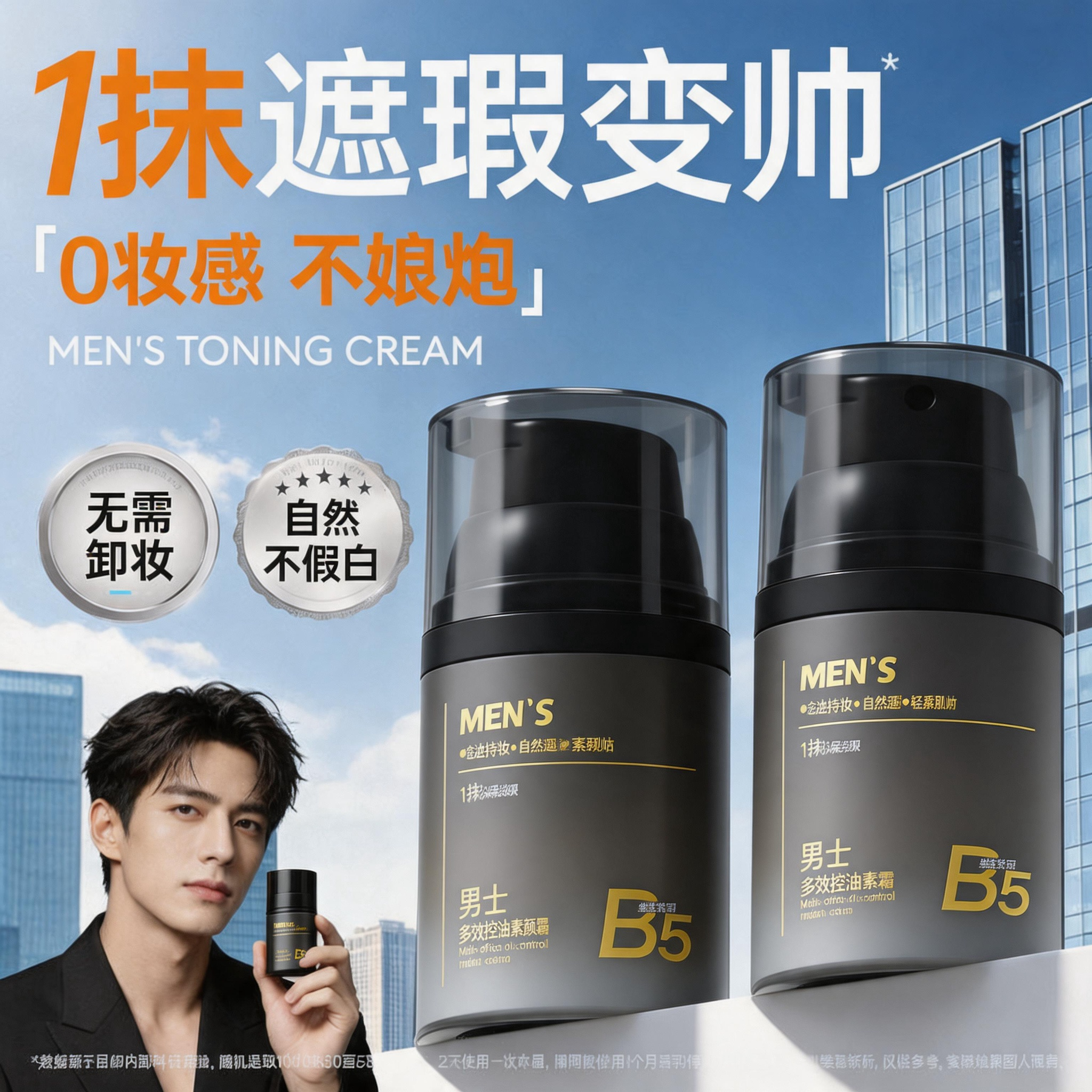 男士素颜霜自然色不假白bb霜痘印遮瑕修颜专用防汗正品官方旗舰店