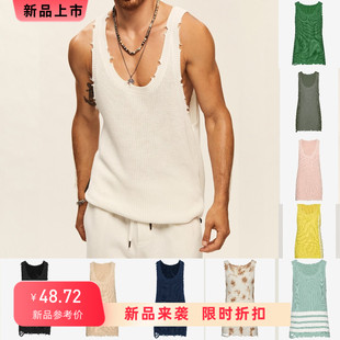 Knitted sleeveless sweater vest Loose tops men宽松无袖背心男