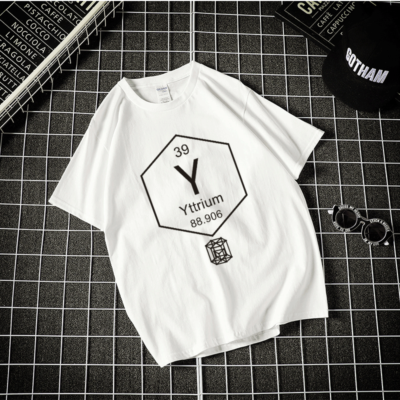 化学元素钇y周期表符号yttrium纯棉短袖t恤男女宽松夏装衣服定制