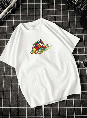 生活大爆炸 融化魔方 谢耳朵 Sheldon短袖t恤衫男女情侣宽松学生