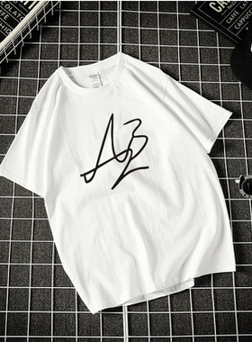 阿沙巴特菲尔德Asa Butterfield烫金签名周边短袖男女情侣宽松T恤