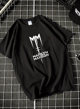 曼森 Marilyn Manson 乐队金属摇滚T恤短袖纯棉夏季男女情侣装T恤
