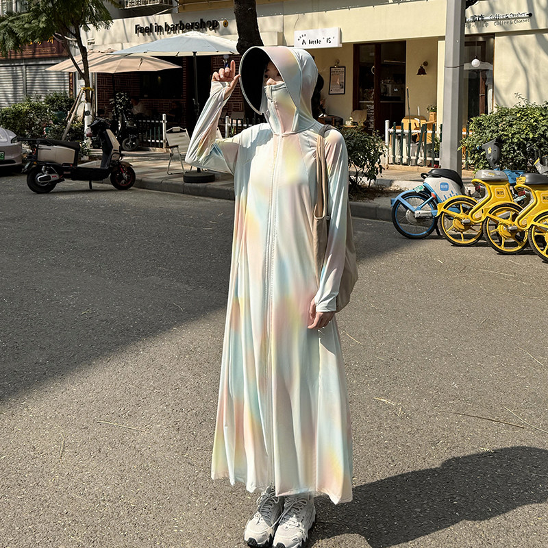 防晒衣长款全身女冰丝薄款2025夏季防晒服黑胶连帽防紫外线遮阳服