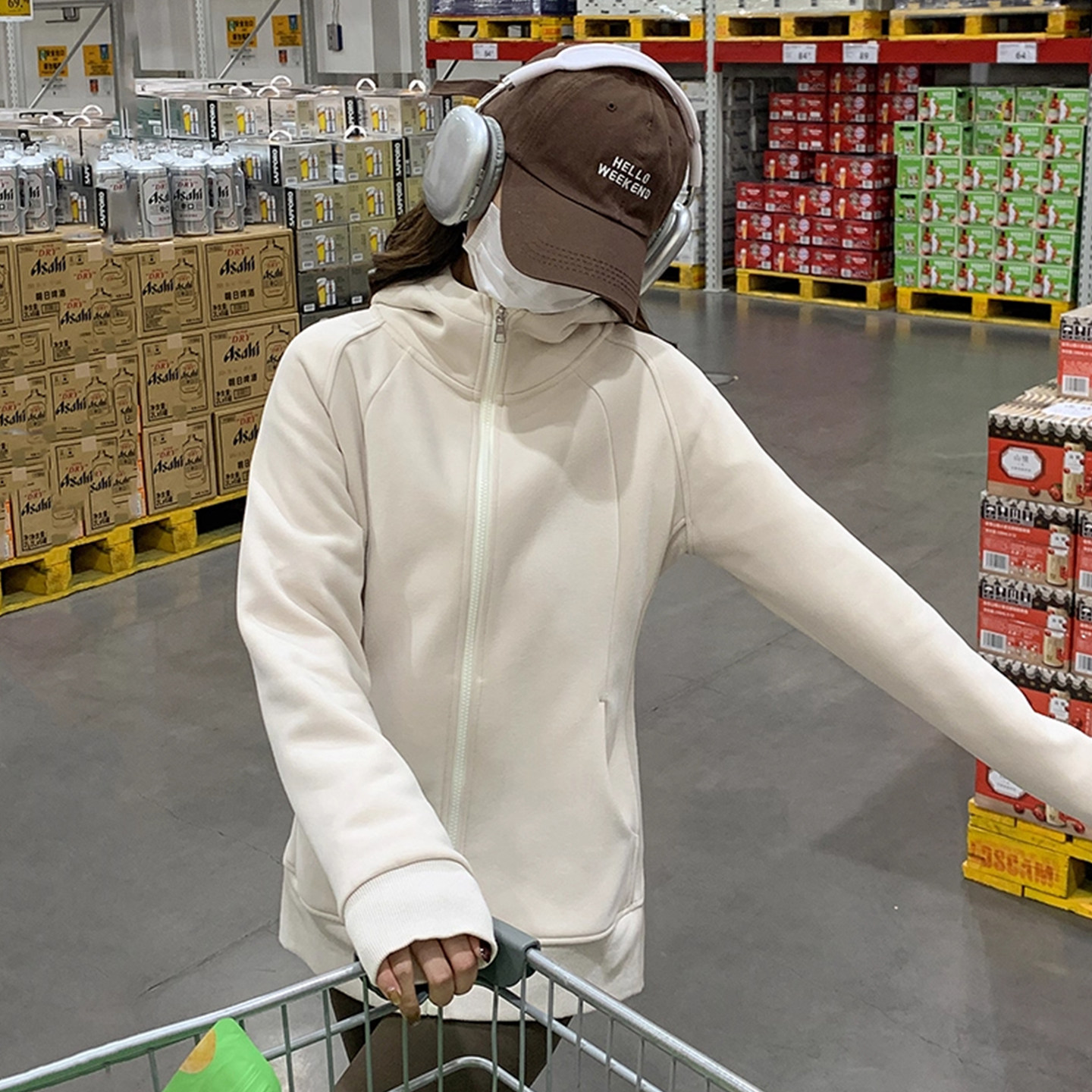 修身正肩卫衣外套女2025新款春秋季加绒加厚连帽收腰立领开衫上衣