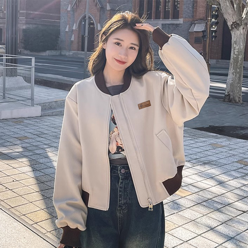 春秋款女新款美式夹克卫衣短外套