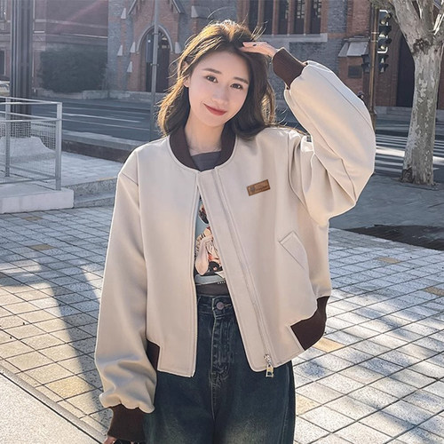 春秋款女新款美式夹克卫衣短外套