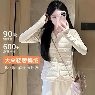 韩版修身鹅绒排骨羽绒服2025秋冬季新款外套女轻薄冲锋衣内胆上衣