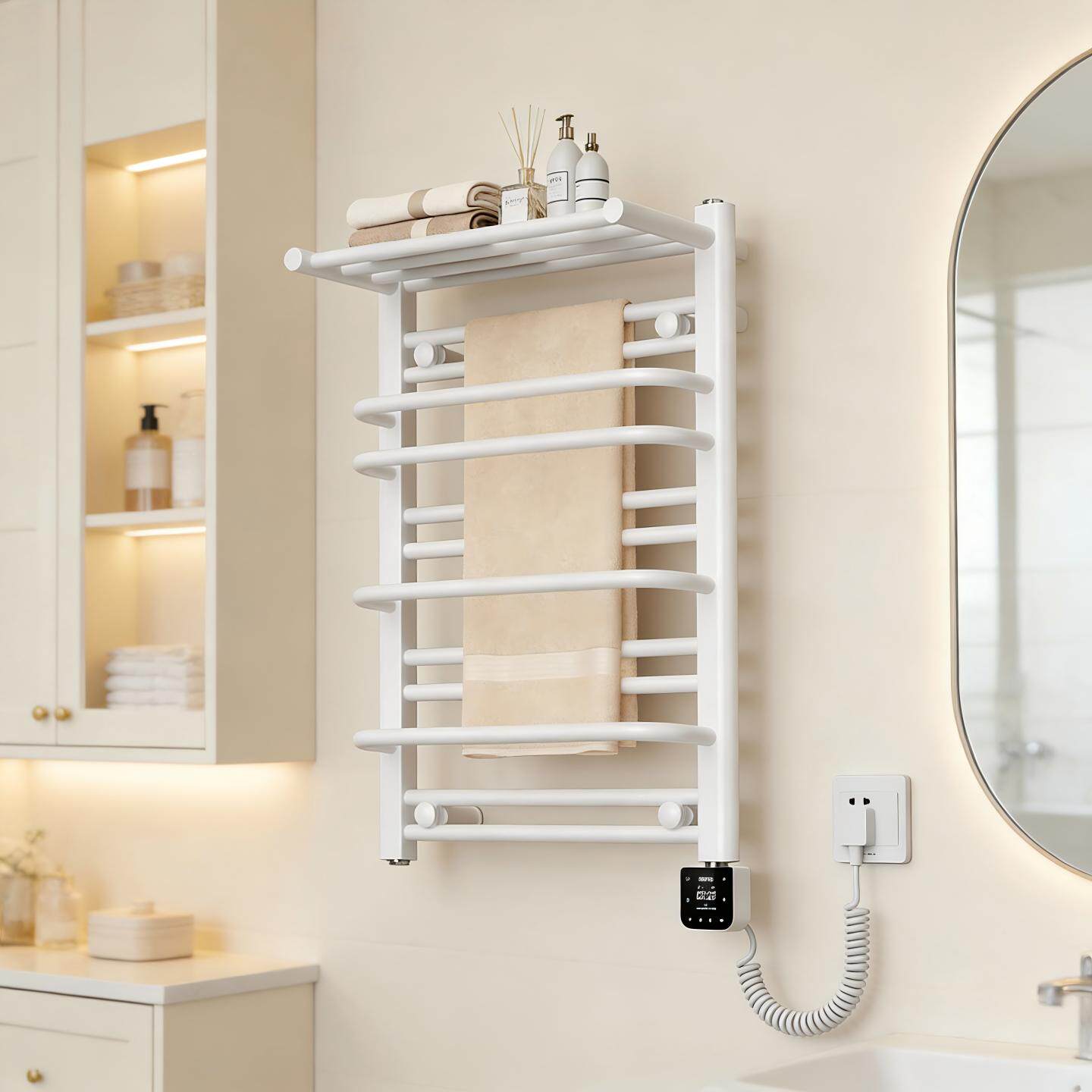 艾芬达电热毛巾架卫生间浴室置物架智能整架加热浴巾烘干架NZ03-7