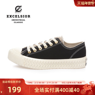excelsior饼干鞋 冬季女鞋黑色加绒休闲鞋男增高板鞋厚底帆布鞋