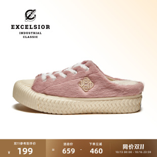 FLEECE excelsior饼干鞋 BOLT 加绒一脚蹬女保暖帆布鞋 MULE 官方