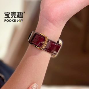 42mm个性 41mm气质通勤46 宝壳趣适用苹果手表applewatch11表带宽亮皮表带s10 se秋冬新款 s9真皮表带45