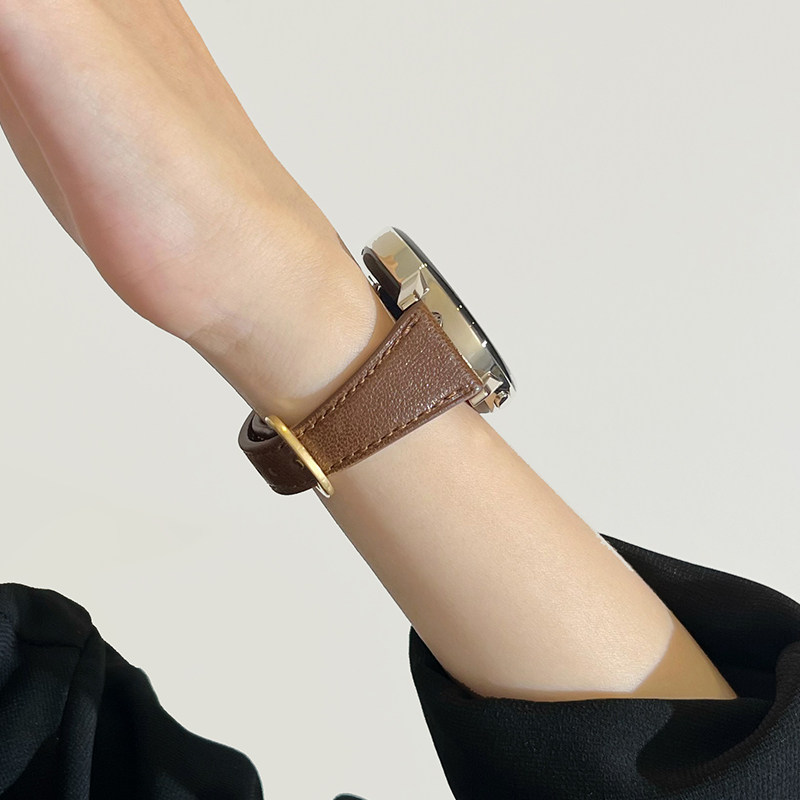 宝壳趣适用华为gt6/gt6pro手表表带gt5/gt5pro小蛮腰马蹄扣表带watch4真皮羊皮原木色表带gt4/gt3/gt2通勤秋