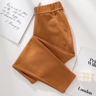 百搭休闲高腰显瘦哈伦卫裤 大码 子女春秋薄款 穿出高级感棕色运动裤