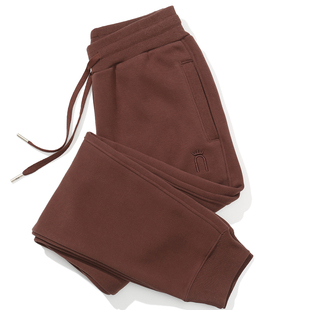 加绒长裤 常规高腰休闲卫裤 女士束脚宽松秋冬季 高端品牌棕色运动裤