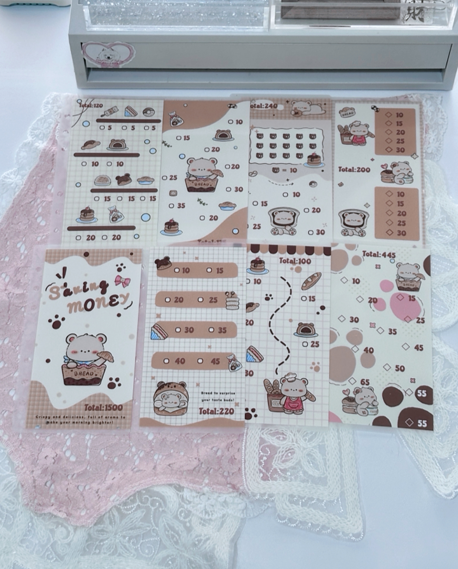 【双11福利 满5送1 满10送2】A6现金存钱袋面包小熊