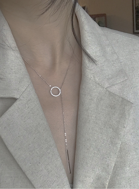 小众纯银镶钻吊坠设计款锁骨链