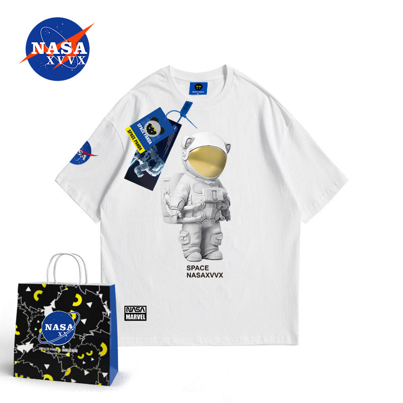 nasa联名旗舰店官网联名太空宇航员夏季2022年新款宽松短袖男T恤