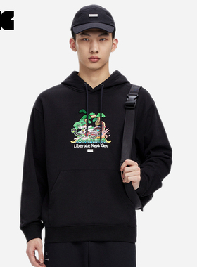 LNG×XIETU联名  男女同款/环保面料/宽松 印花连帽卫衣