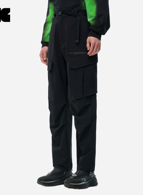 LNG「生物黑客」男女同款/宽松/黑色 机能解构多口袋长裤