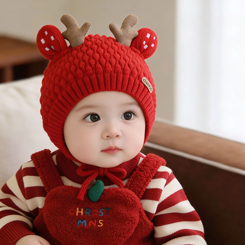 婴儿帽子秋冬季新年红色苹果喜庆针织帽毛线帽男女宝宝保暖护耳帽,童装/婴儿装/亲子装,帽子,淘宝优惠券,粉丝福利购,淘宝优惠卷