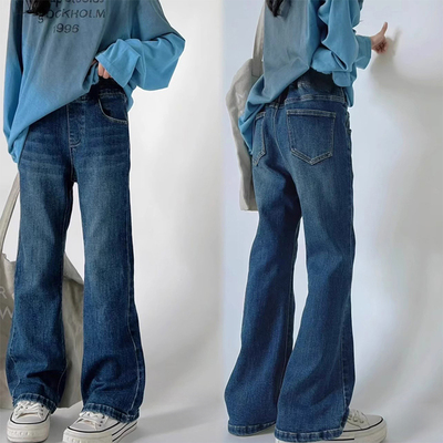 女童修身显瘦百搭牛仔喇叭裤