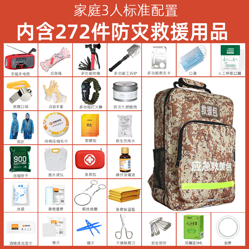 家庭地震应急救援包家用物资储备