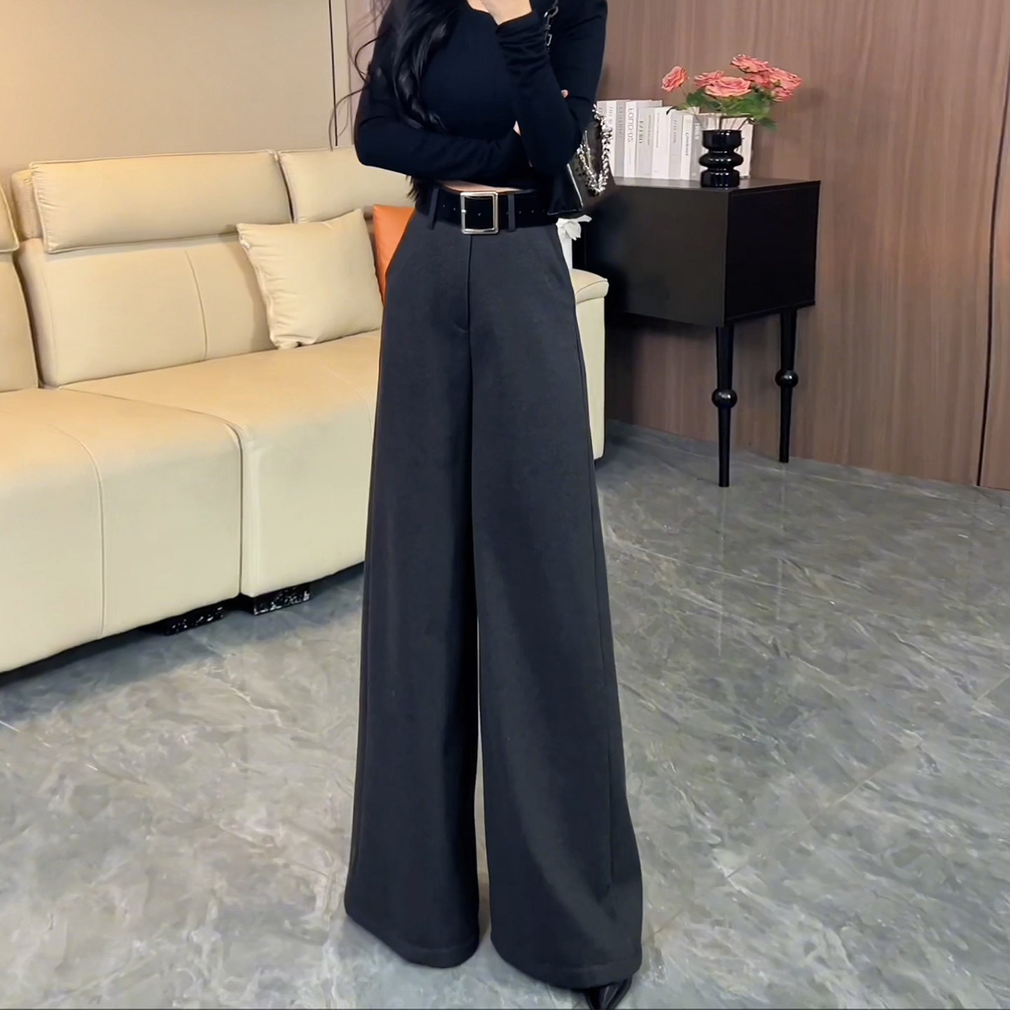 高腰显瘦加绒西装裤女2025冬季新款宽松垂感直筒休闲阔腿拖地裤子,女装/女士精品,大码裤装,淘宝优惠券,粉丝福利购,淘宝优惠卷