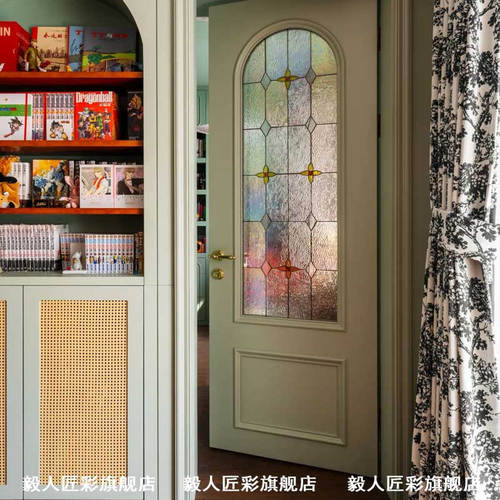 教堂艺术玻璃蒂凡尼屏风门窗隔断玄关彩色镶嵌民国老上海复古包邮