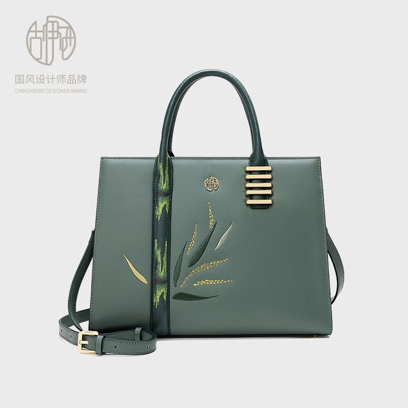 【宝藏品牌】中国风刺绣牛皮杀手包大容量单肩妈妈包手提斜挎潮