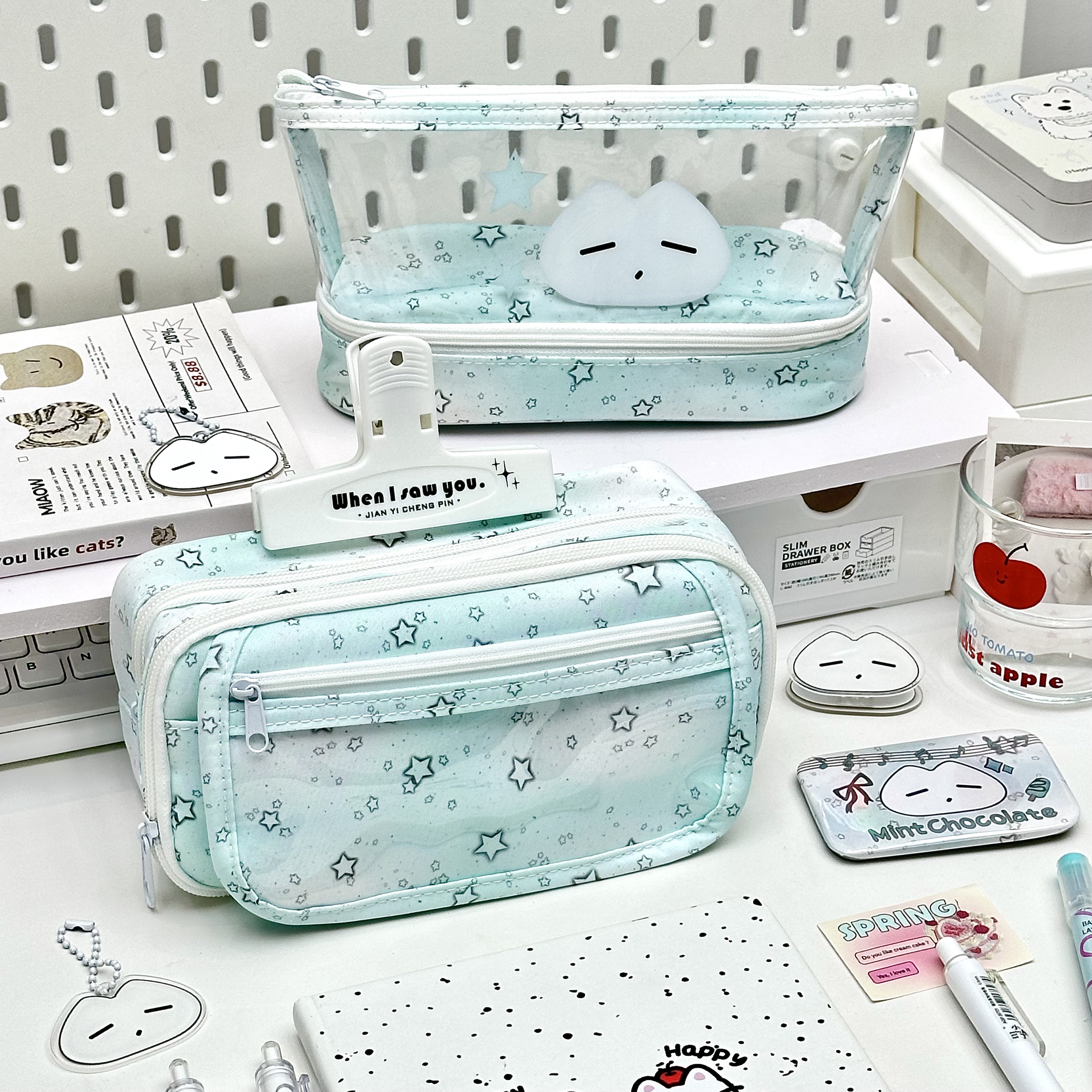 可爱星星笔袋高颜值ins透明笔袋