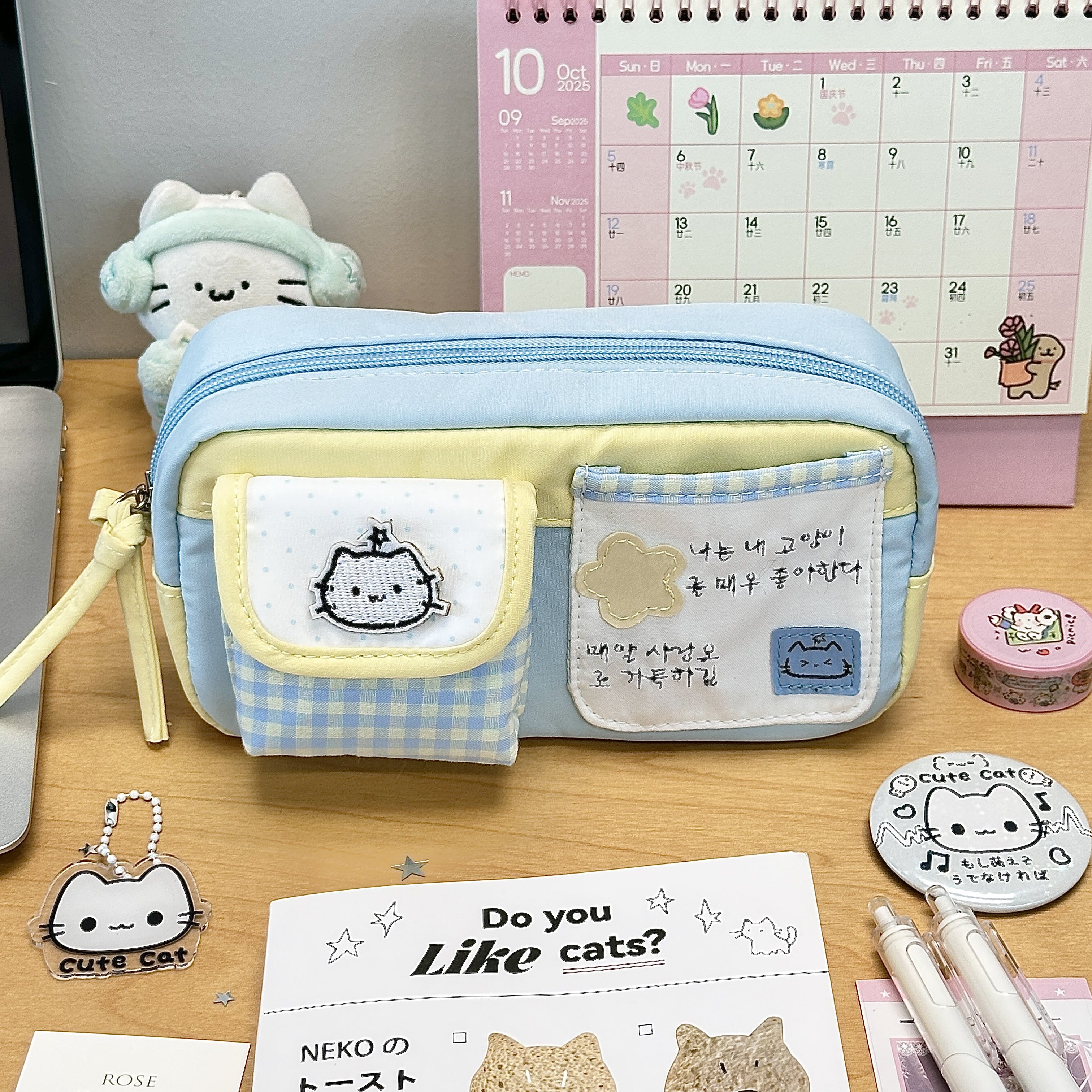 ins风可爱海盐魔法猫咪笔袋高颜值学生女生新款铅笔文具盒好看,文具电教/文化用品/商务用品,笔袋,淘宝优惠券,粉丝福利购,淘宝优惠卷