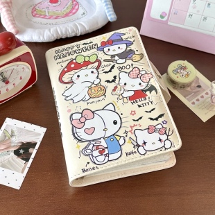 万圣节小猫A6皮面笔记本高颜值女生可拆卸活页本新款 记事本本子