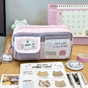 古早魔法猫咪笔袋高颜值ins风学生女生笔袋小众不撞款铅笔文具盒