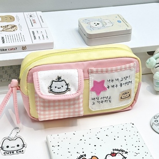 ins风芭乐魔法猫咪笔袋高颜值初中生学生女生铅笔文具盒子大容量