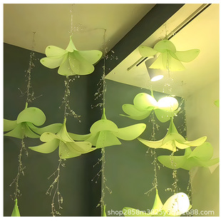 中秋国庆节商场美陈百合水晶串橱窗装饰珠宝店面开业布置空中吊饰