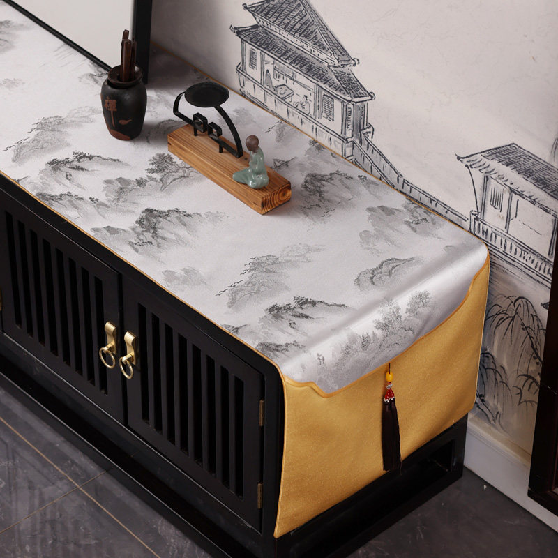 电视柜盖布新中式桌旗装饰布桌垫桌布鞋柜布长方形茶几防尘罩盖巾