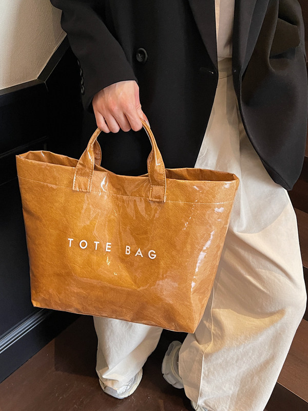New Large Capacity DuPont Paper Transparent Waterproof Jelly PVC Tote Bag for Work, Commuting, Travel and Mother's Handbag - Thumbnail 6