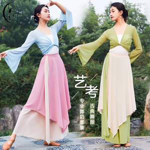 古典舞蹈练功服女飘逸仙气阔腿裤中国舞身韵纱衣成人表演出服套装