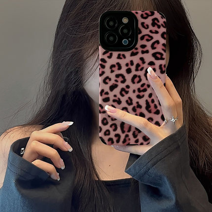 初绽适用opporeno13手机壳12/11/10pro+竖条纹满屏粉色豹纹情侣潮全包皮质软壳新款防摔RENO9/8/7青春保护套