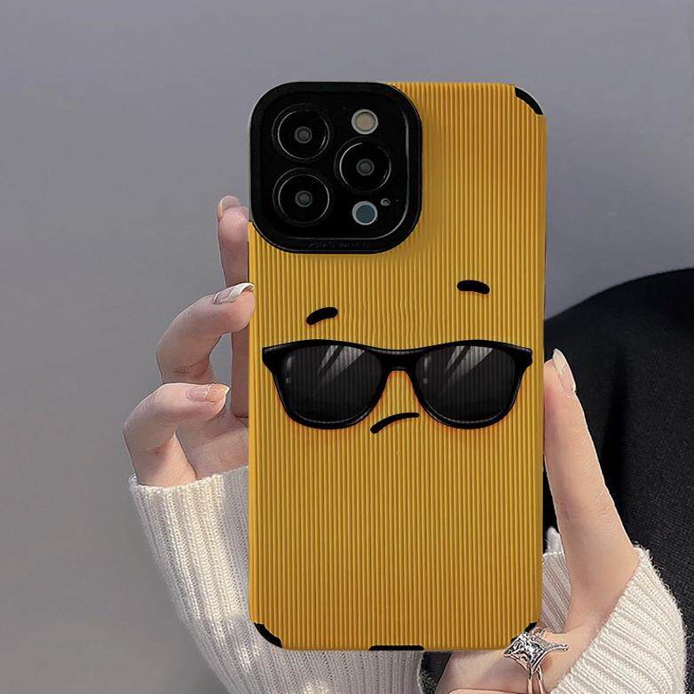 ng2510227 Chubanzhe For 16 With Yellow Background And Sunglasses, Cool Expression IPhone Pro Max Phone 12 11 Leather Soft_voghion.com