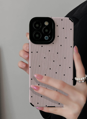 初绽适用华为nova14手机壳13/12/11全包10pro竖条纹幸运黑色波点青春情侣15u防摔9/7se高级感皮纹保护套外壳