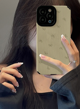 初绽适用华为nova14手机壳13/12/11全包10pro竖条纹淡黄色蝴蝶结青春情侣15u防摔9/7se高级感皮纹保护套外壳