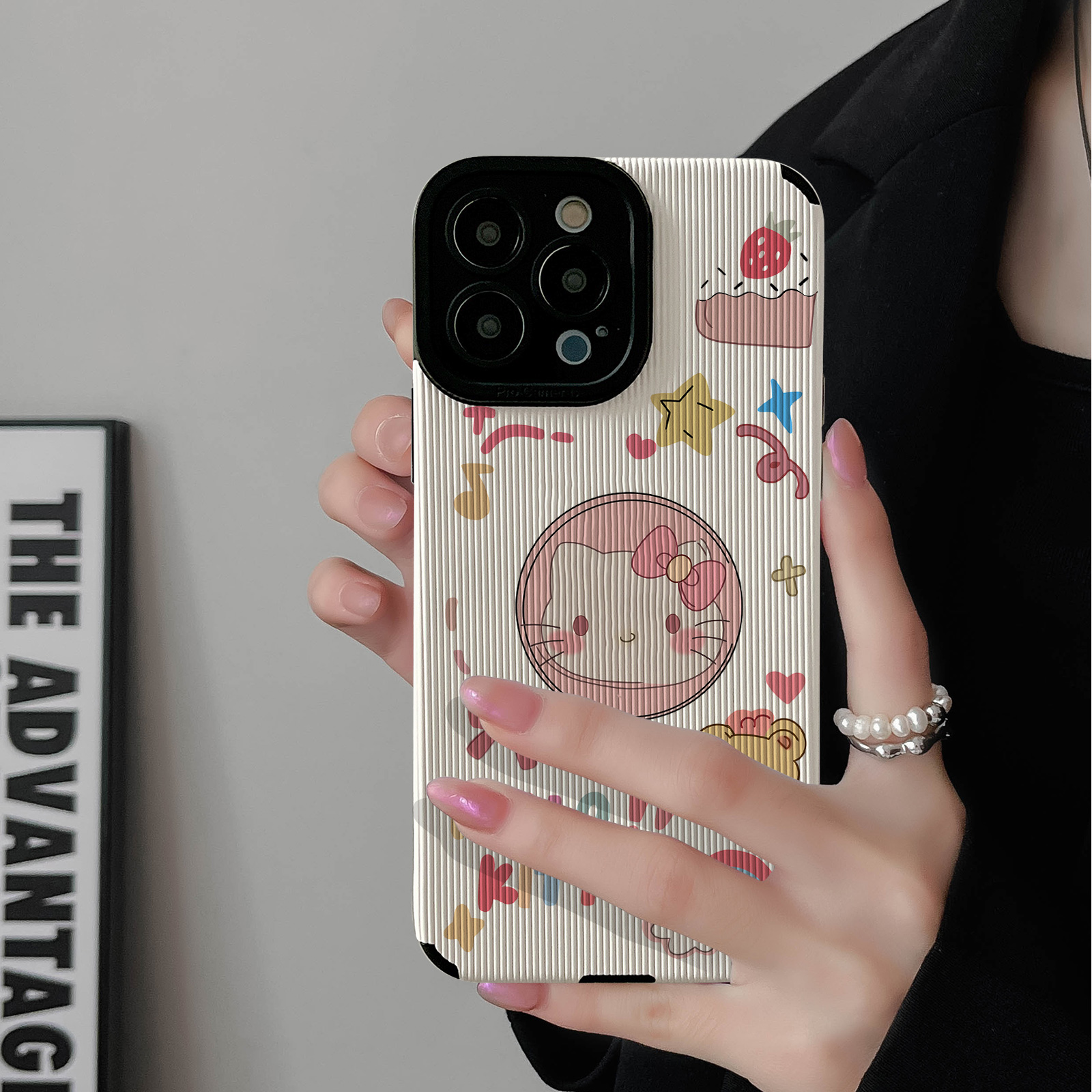 初绽适用红米NOTE14proplus手机壳12时尚10青春9情侣note8pro竖条纹彩虹猫咪小熊小众皮质软全包时尚潮保护套