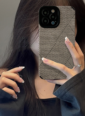 初绽适用opporeno15手机壳14/13/12/11pro+竖条纹线条涂鸦绘画情侣RENO10/9/8/7全包皮质好看新款防摔保护套