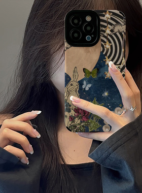 初绽适用华为荣耀小众油画兔子奔月X30手机壳Play6Tpro畅玩30plus皮质软v80防摔50PlusX709X荣耀Magic8保护套