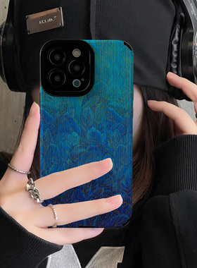 初绽适用VIVO IQOO13手机壳Neo10高档9竖条纹蓝色羽毛绘画小众11材质软8防摔7情侣6全包neo5高级感保护套外壳