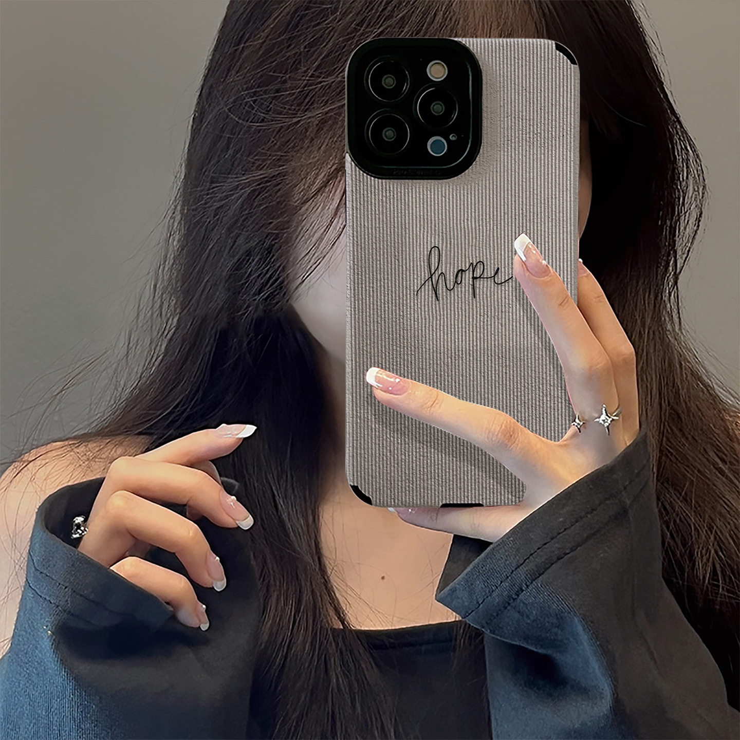 初绽适用红米NOTE15proplus手机壳14时尚12青春11情侣note10pro竖条纹水泥墙面英文小众皮质软全包高级保护套